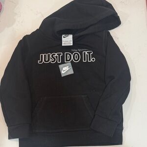 Nike Kids Black Hoodie with 'Just Do It' Slogan
